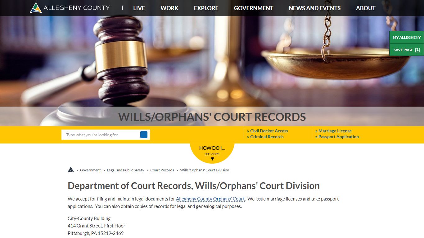 Wills/Orphans’ Court Records | Home | Allegheny County